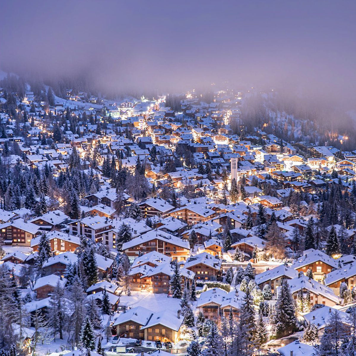 view of verbier in the evening
