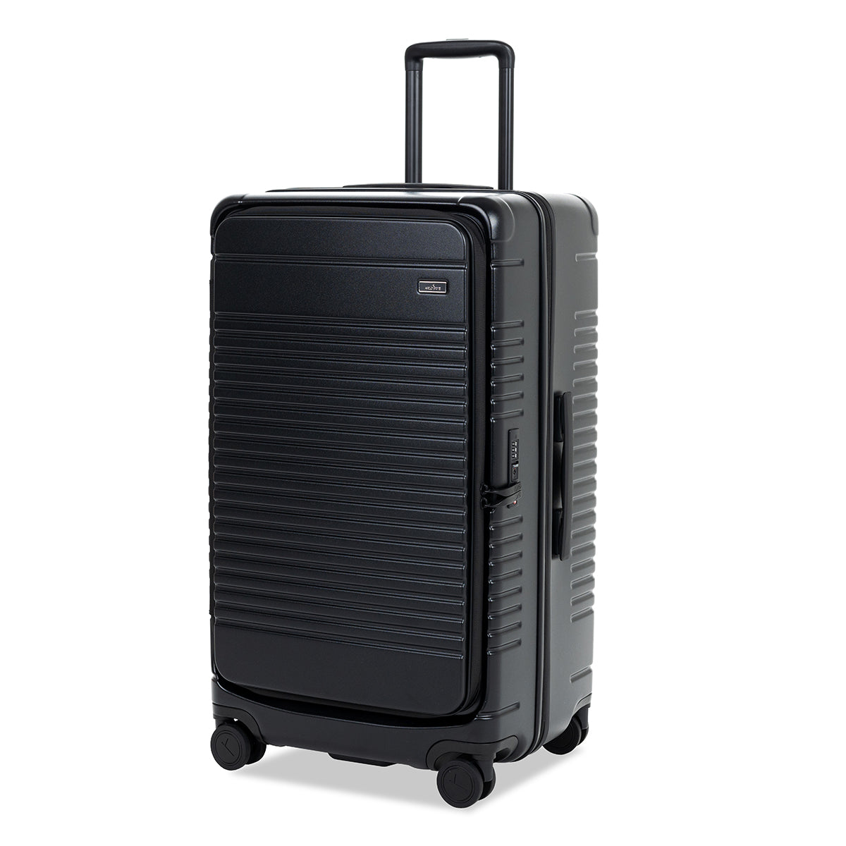 black trunk front side angle with lock in view.