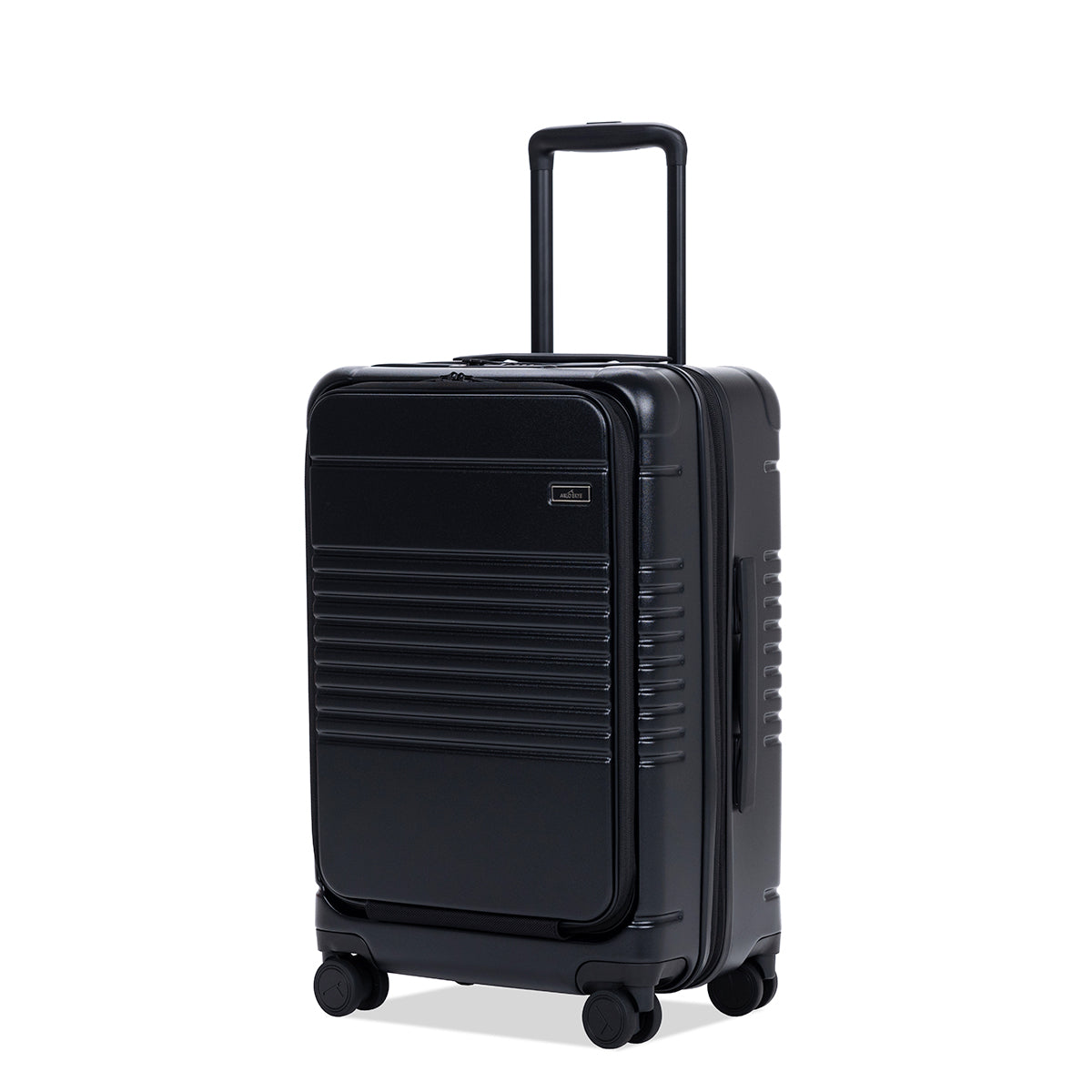 black carry-on max with front pocket black angle view