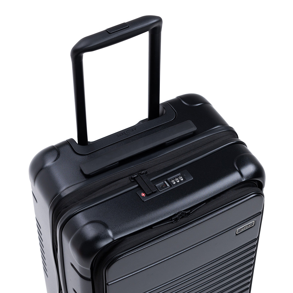 black carry-on max with front pocket - lock view
