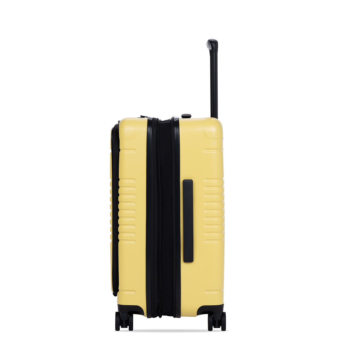 lemon carry-on max with front pocket side view expanded
