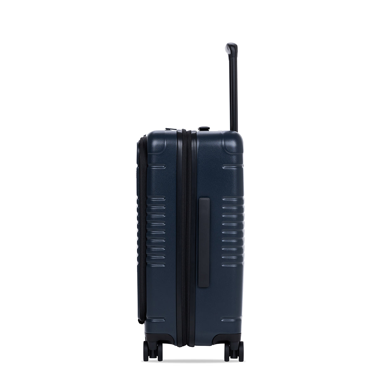 navy carry-on max with front pocket side view