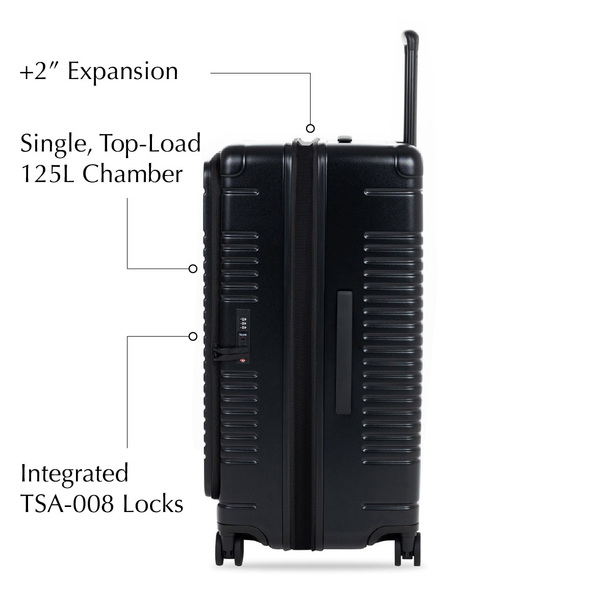 black trunk side expanded profile view