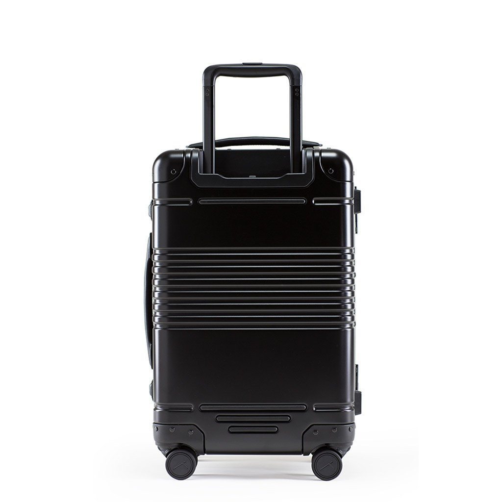 Back view of the frame carry-on in black aluminum edition