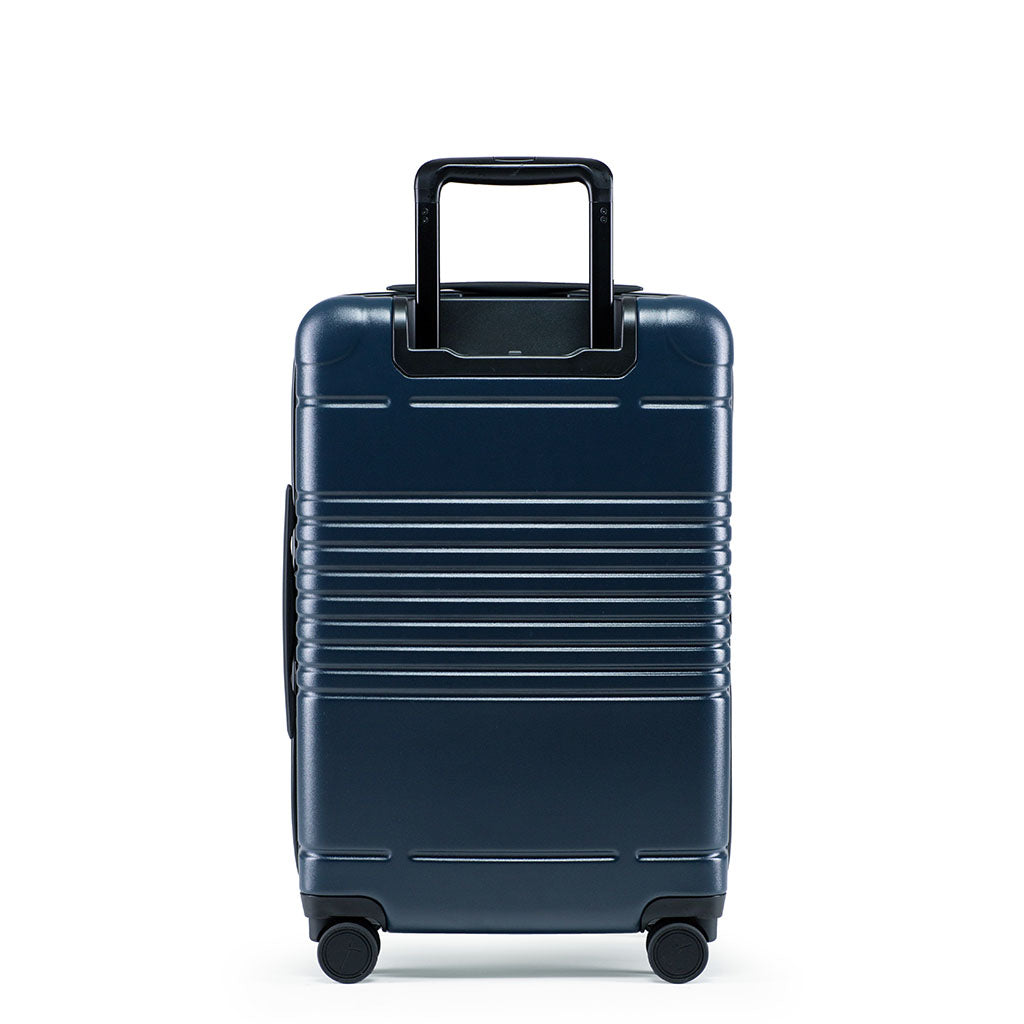 Back view of the zipper carry-on max in navy blue