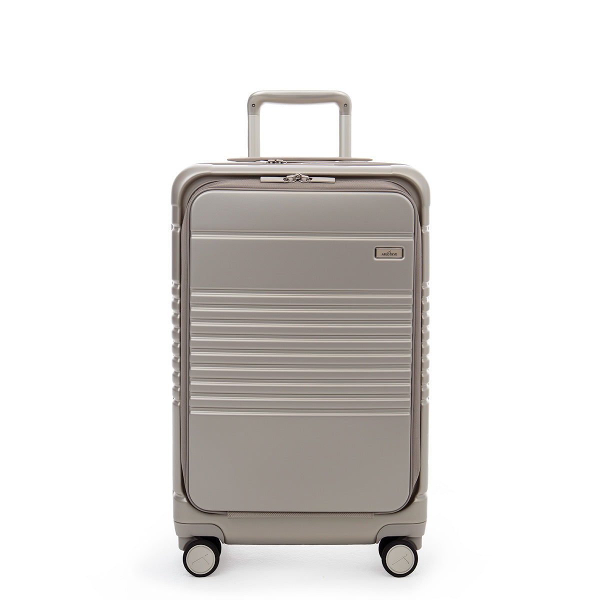 zipper carry-on max with front pocket in champagne color - front view