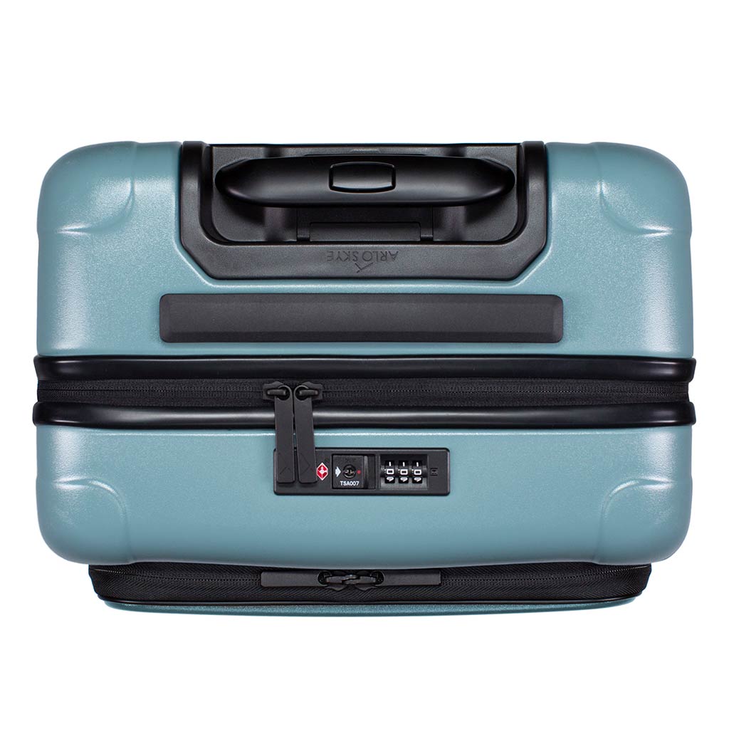 Top view of the zipper carry-on max with front pocket in sea sage