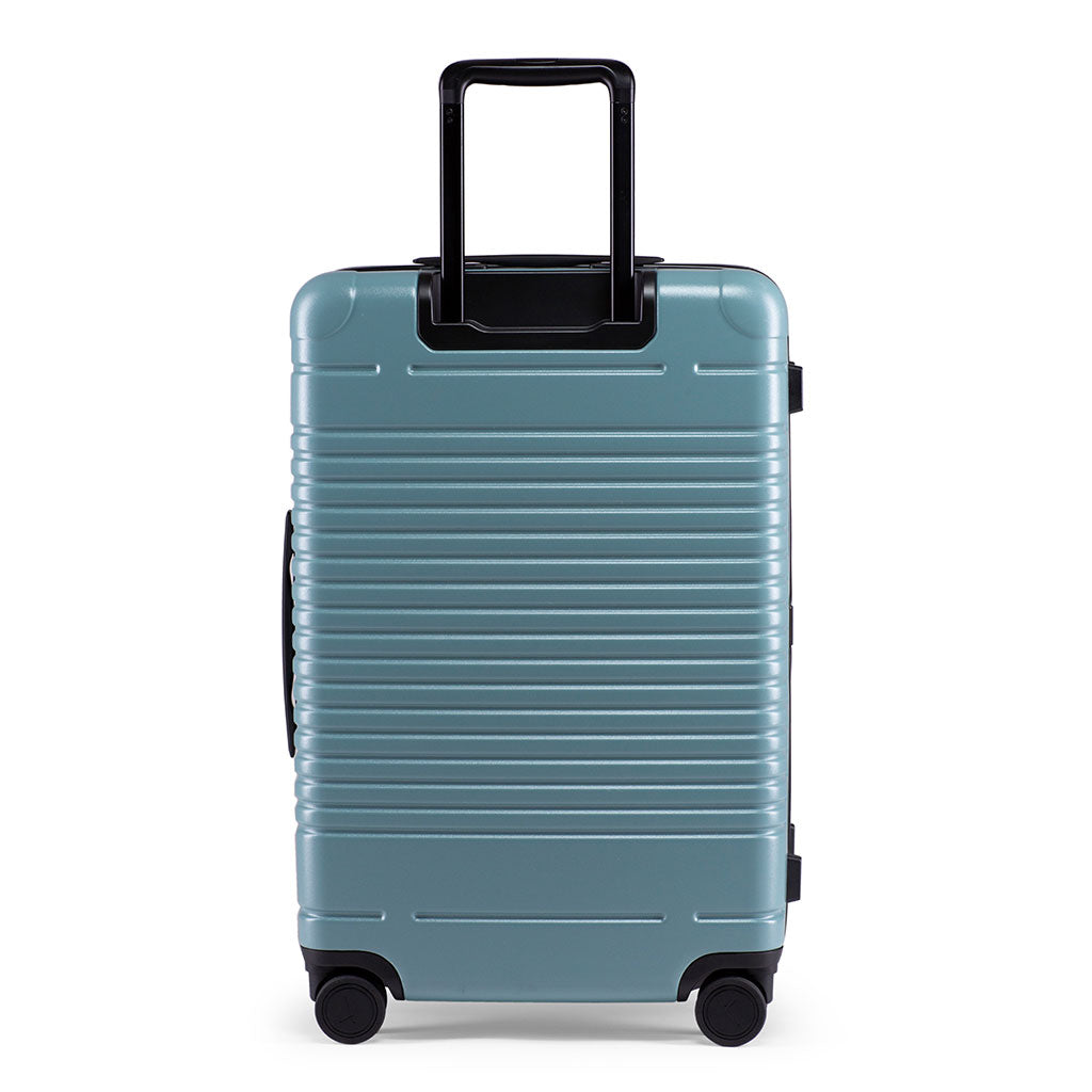 Back view of the zipper check-in in sea sage