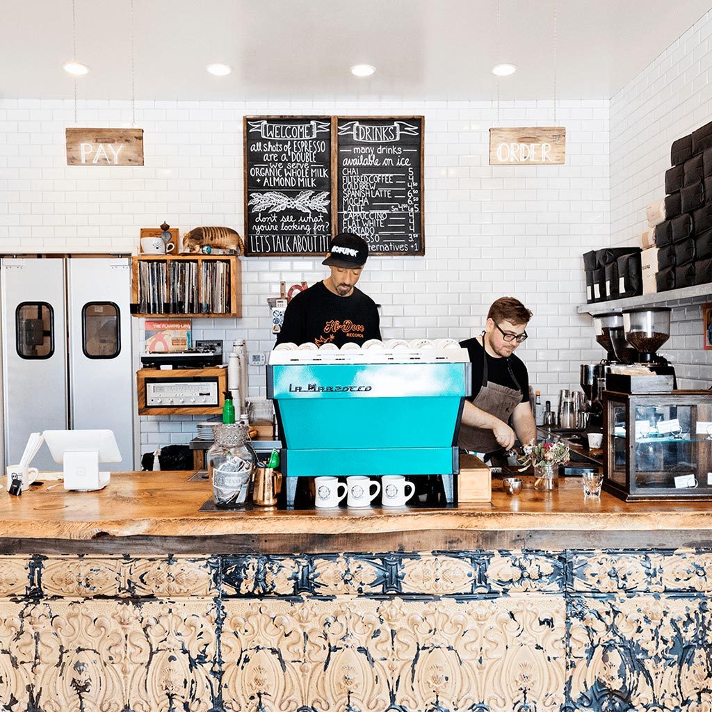 Coffee Bar at Menotti's Coffee Stop in downtown LA. 