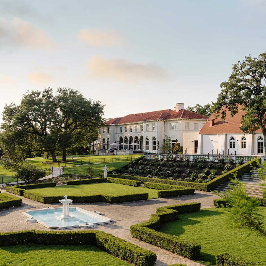 Garden and Entrance View of the Commodore Perry Estate Auberge Resorts Austin Texas