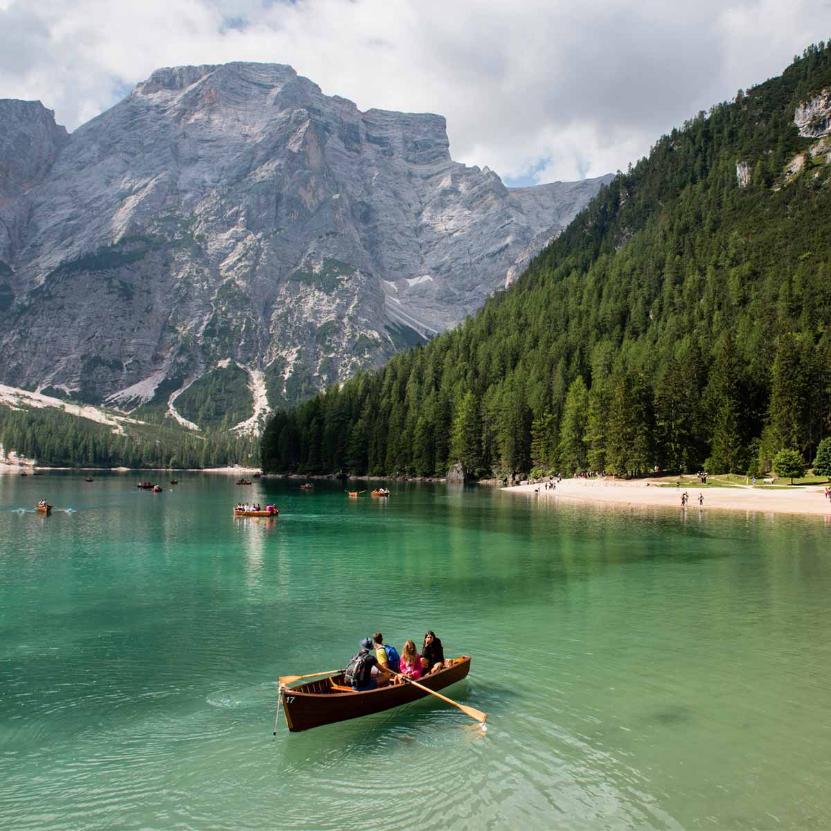 View of a lake in the Italian Dolomites