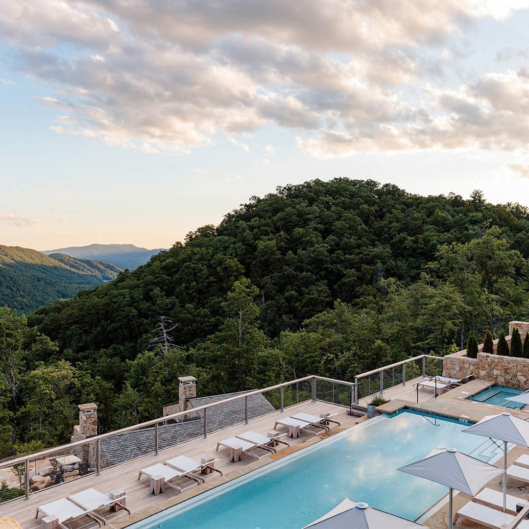 A few of the pool and surrounding vistas of Blackberry Mountain Hotel