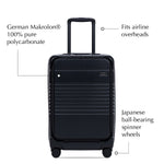 Front view of the expandable carry-on max with front pocket in black