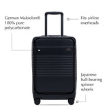 Front view of the expandable carry-on max with front pocket in black
