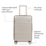 Front view of the expandable carry-on max in champagne