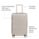 Front view of the expandable carry-on max in champagne