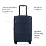 Front view of the expandable carry-on max in navy
