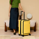 Lemon expandable carry-on max with front pocket, lifestyle shot