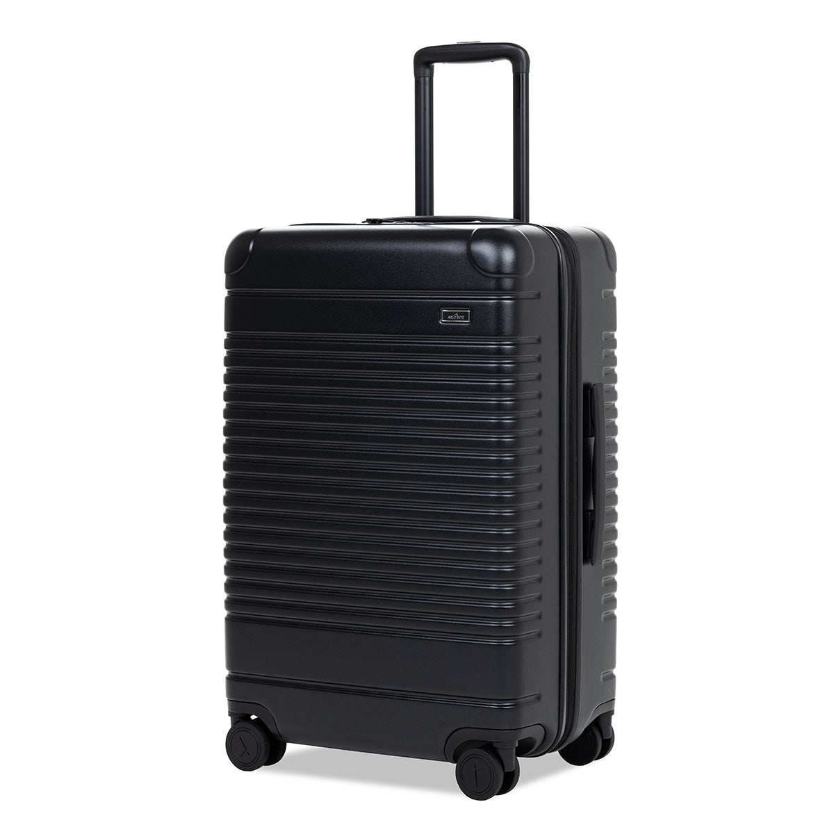 Left facing view of the expandable check-in medium in black