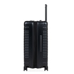 Side view of the expandable check-in medium in black, shown expanded
