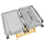 Open expandable check-in medium in champagne showing both sides of the interior with divider panel