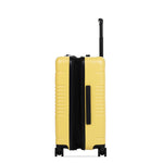Side view of the expandable carry-on max in lemon, shown expanded