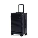 black carry-on max with front pocket black angle view