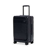 black carry-on max with front pocket black angle view