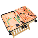 Open expandable carry-on max in lemon showing both sides of the interior
