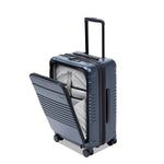 navy carry-on max with front pocket with open pocket view
