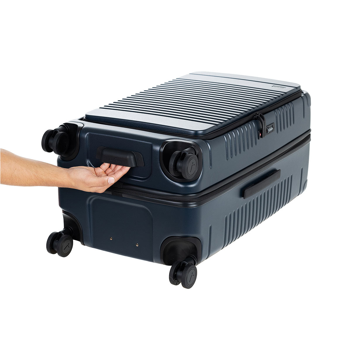 trunk lie flat bottom handle view navy