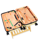Open expandable check-in medium in lemon showing both sides of the interior with divider panel