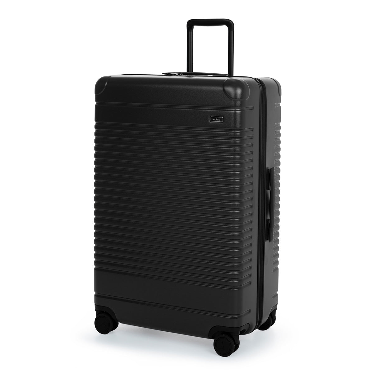 black large check in stylish travel gear