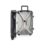 Side view of the frame carry-on max in black showing the interior of the left shell