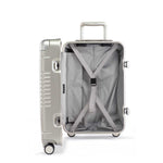 Side view of the frame carry-on max in champagne showing the interior of the left shell