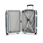 Open frame carry-on max in navy blue bag showing both sides of the interior