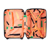 Open zipper carry-on max in yellow showing both sides of the interior
