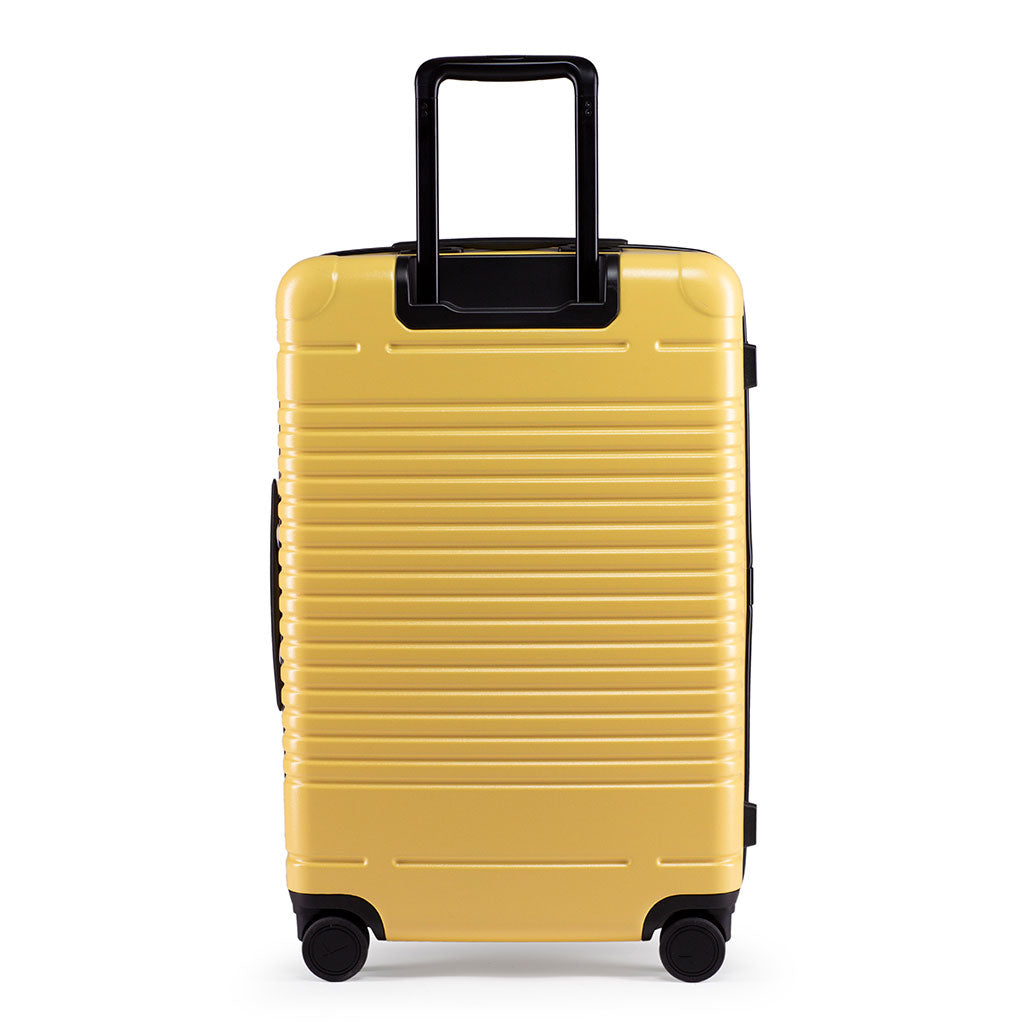 Back view of the zipper check-in in yellow