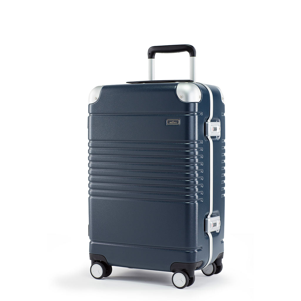 Left facing view of the frame carry-on max in navy blue.