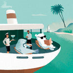 Arlo Skye designed note card with illustration of a polar bear and a seal on a cruise vacation