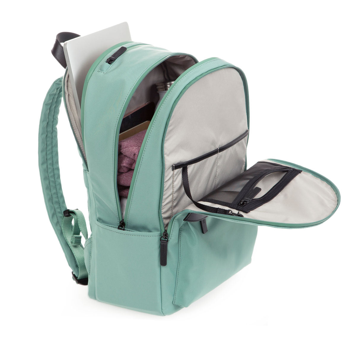 mint color backpack interior view