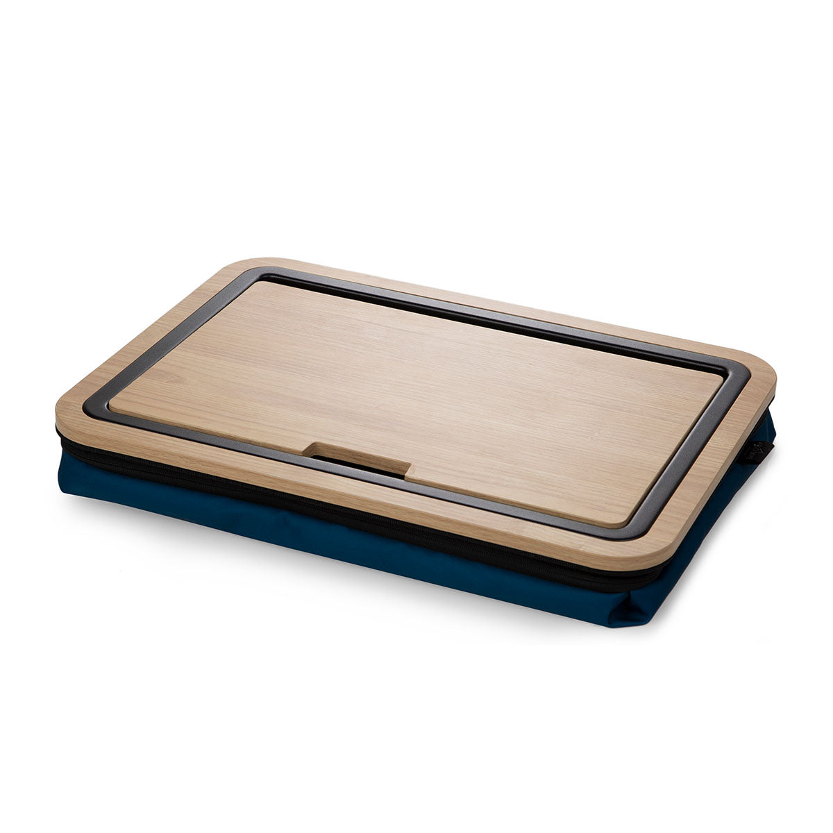 Front view of Lap Desk with cushion in navy color with no objects on surface.