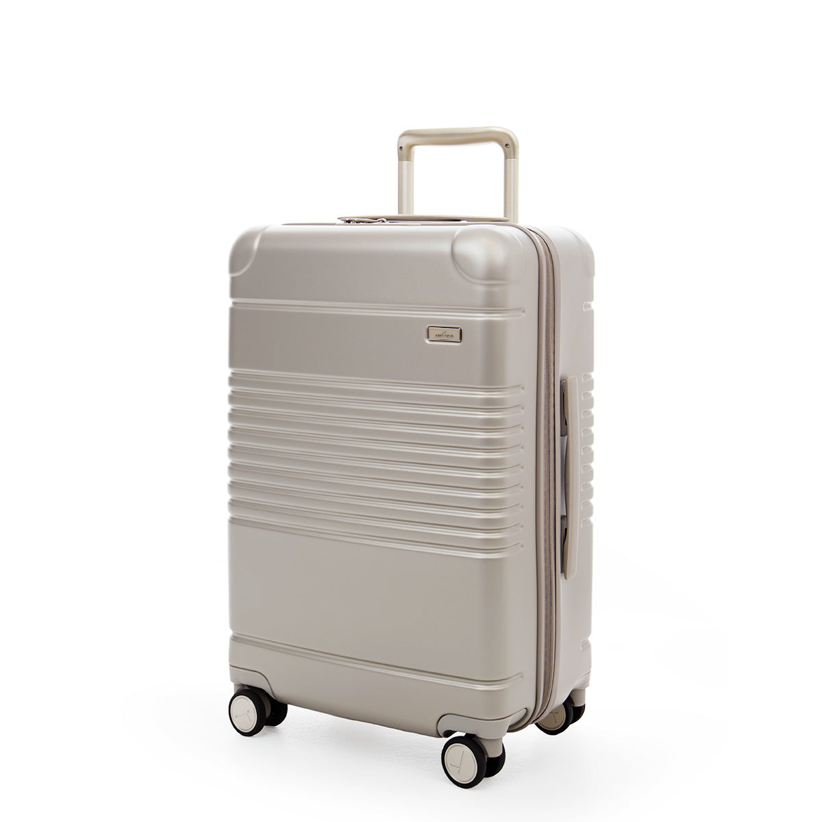 zipper carry-on max in champagne color - side angle view
