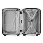 Open zipper carry-on max with front pocket in garnet showing both sides of the interior