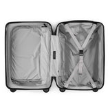 Open zipper carry-on max with front pocket in garnet showing both sides of the interior